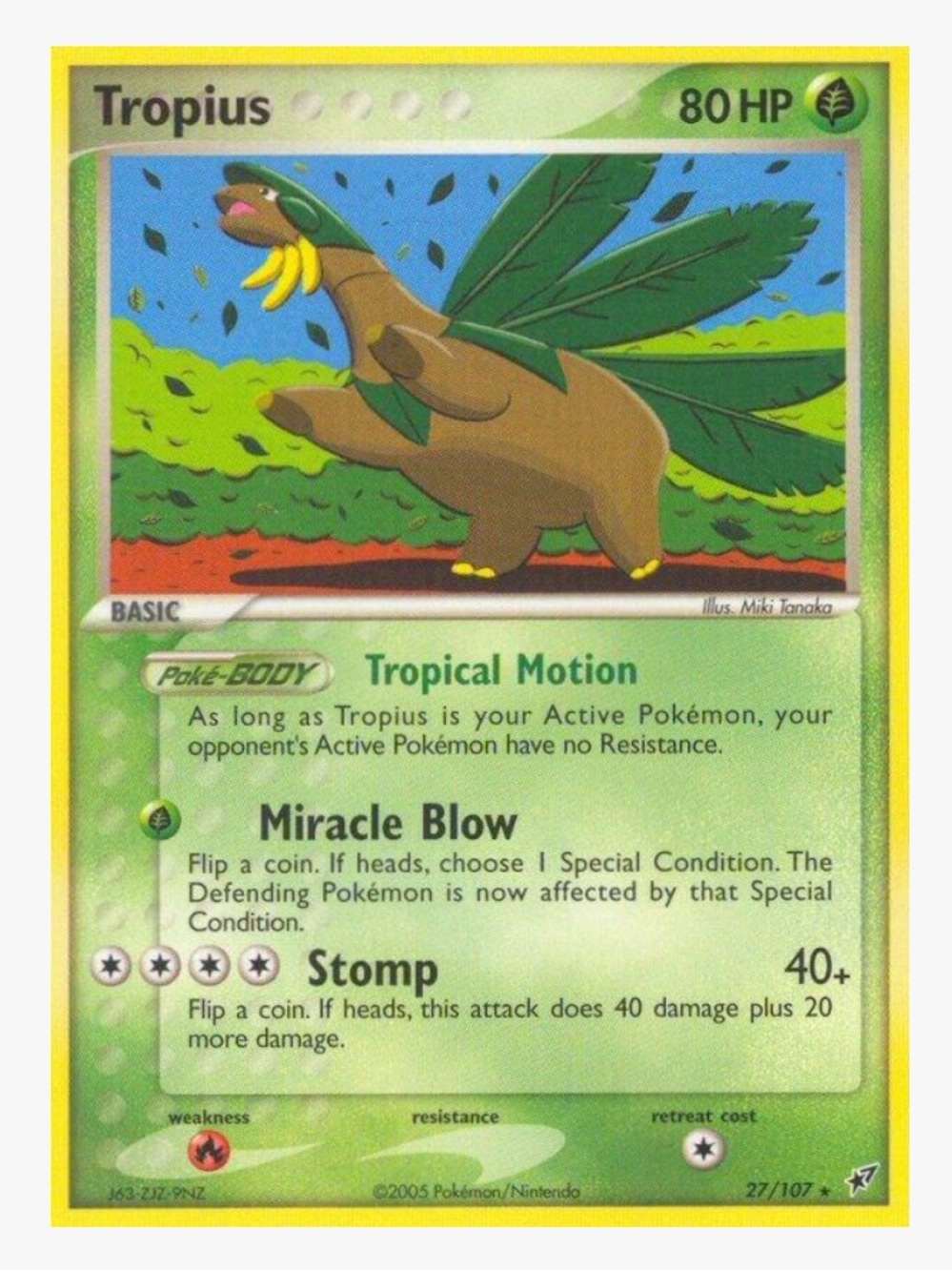 Tropius EX Deoxys Pokemon Trading Card